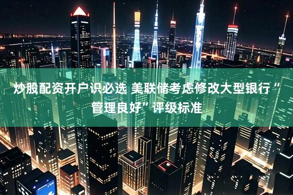 炒股配资开户识必选 美联储考虑修改大型银行“管理良好”评级标准
